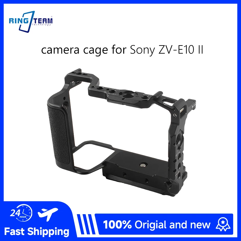 Carcasa para Cámara Sony ZV-E10 II con Agarre de Silicona, Rieles NATO Integrados, Expansión Multi-Interfaz para Vlogging y Filmación