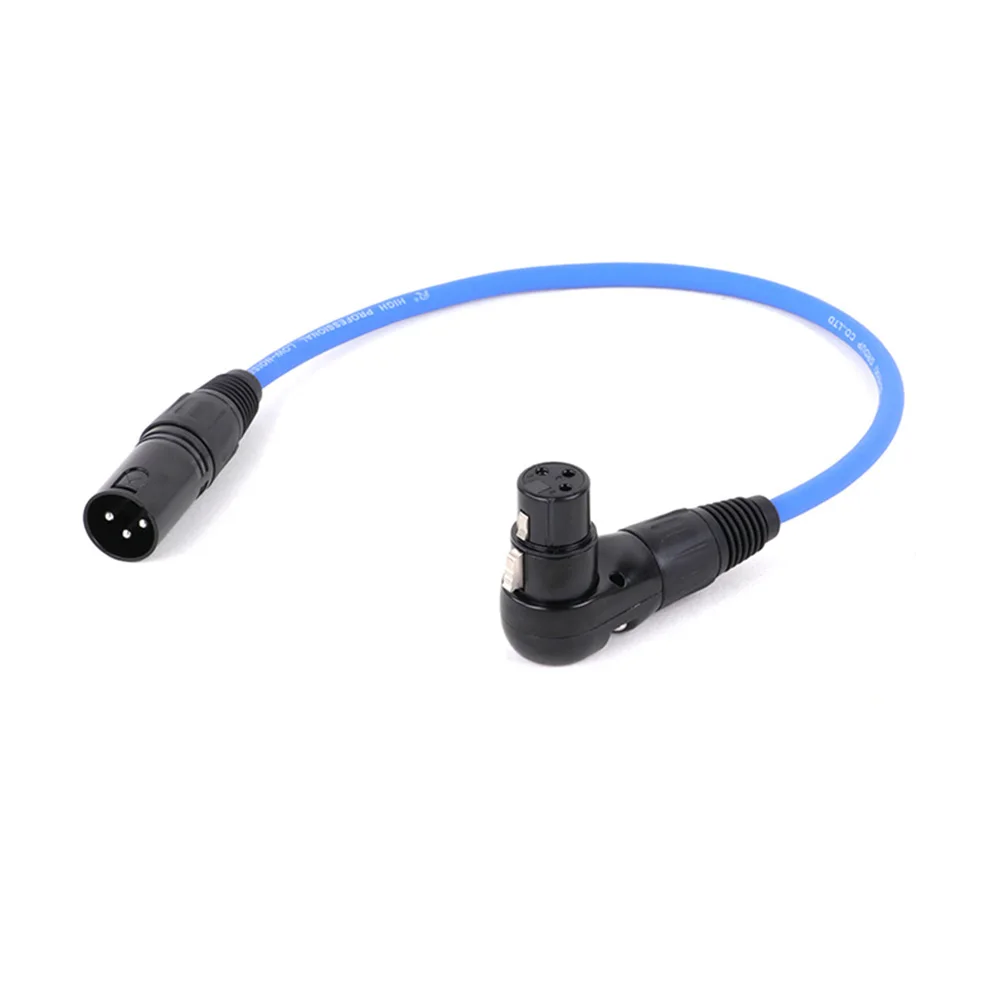 Ângulo direito XLR fêmea para reta macho MIC cabo de extensão para alto-falante alimentado, interface de áudio, Pro Audio Mixer, 3Pin