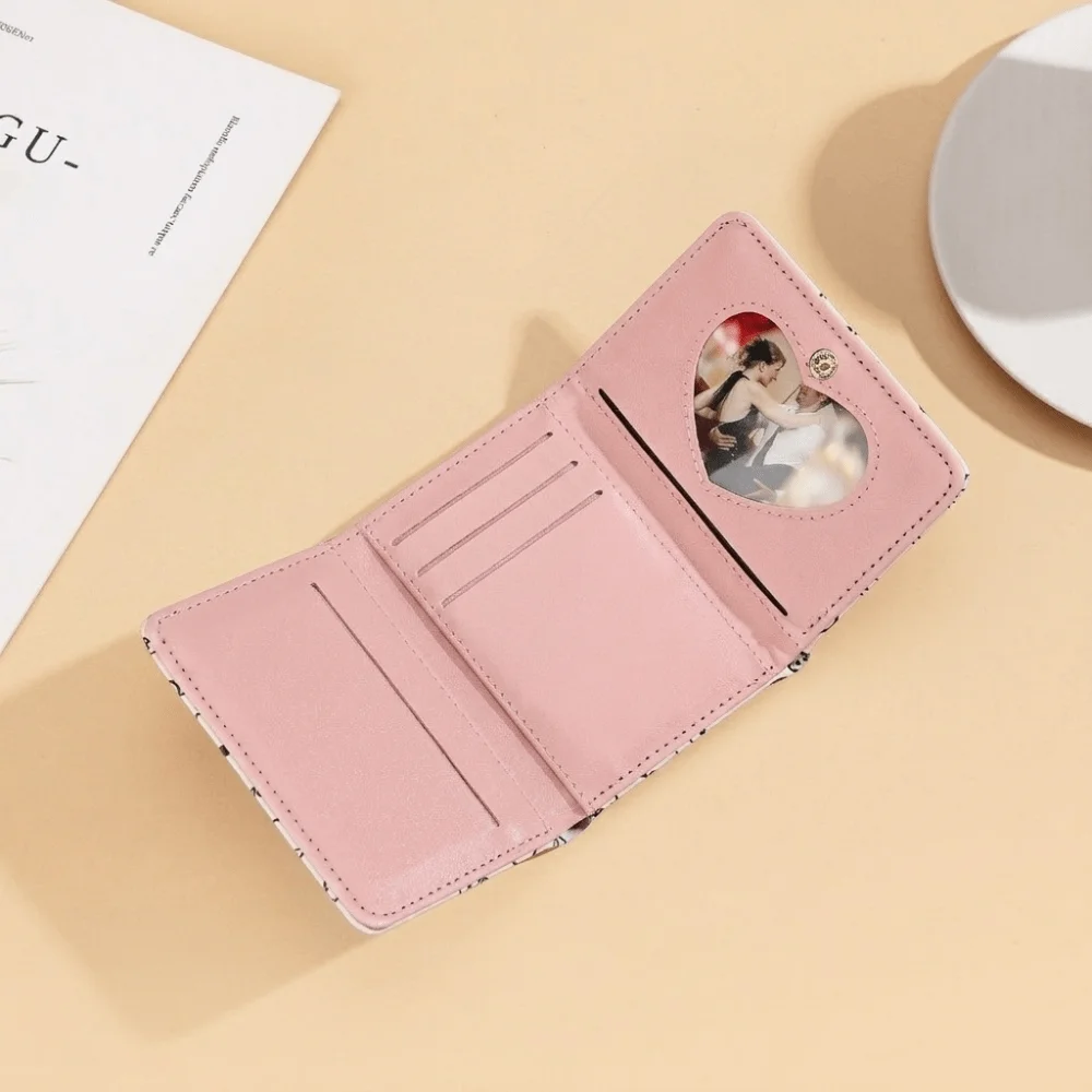 Fashion PU Leather Short Wallet Foldable Multi-functional Money Bag Cartoon Cat Three-Fold Wallet