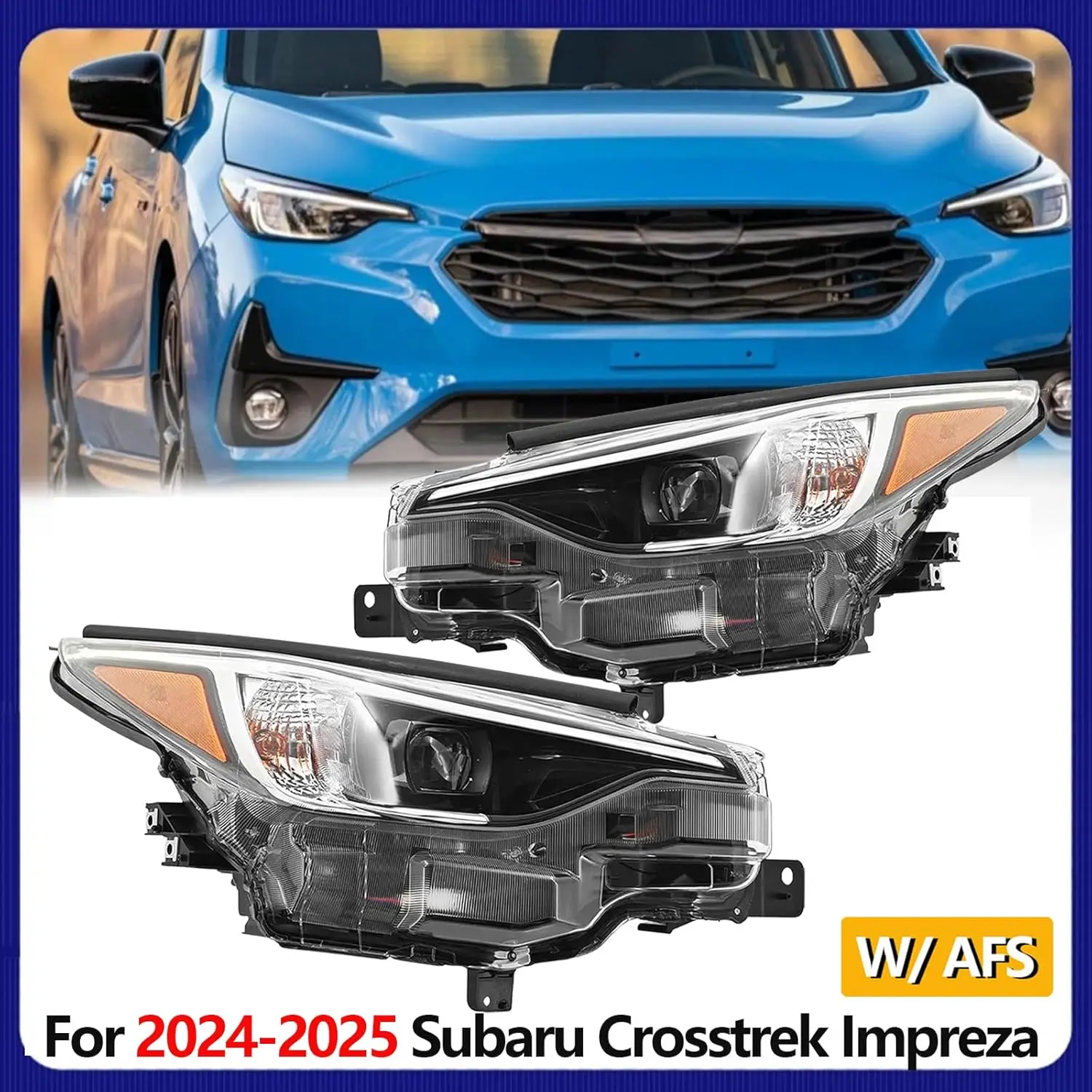

2PCS for 2024-2025 Subaru Impreza Crosstrek HeadLight Headlamp Assembly with AFS Adaptive Front Lighting System LED Lens Module