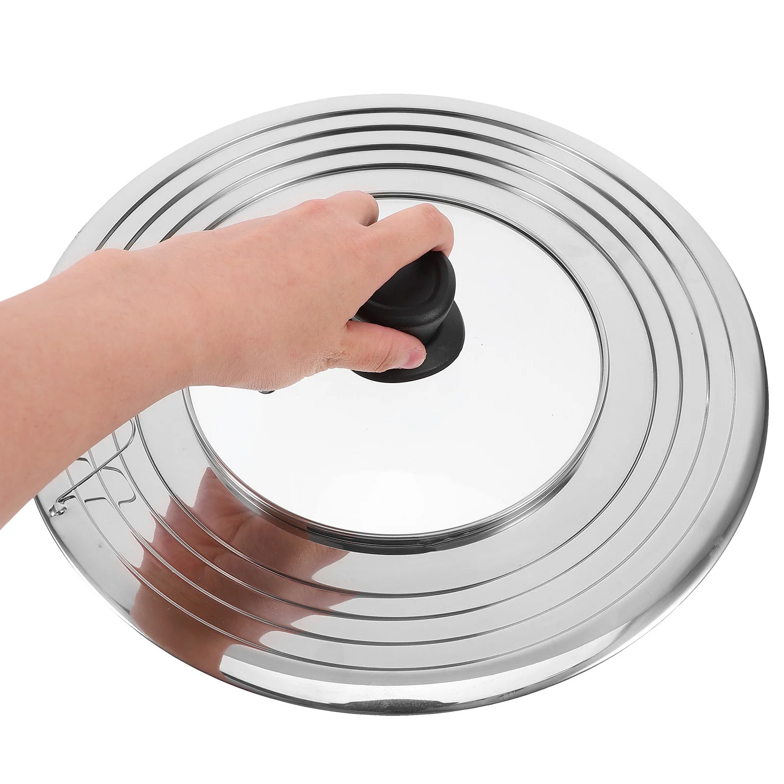 

Stainless Steel Rim Glass Pot Lid Spill-Proof Pan Cover for Home Kitchen Cooking Universal Kitchen Lid Replacement