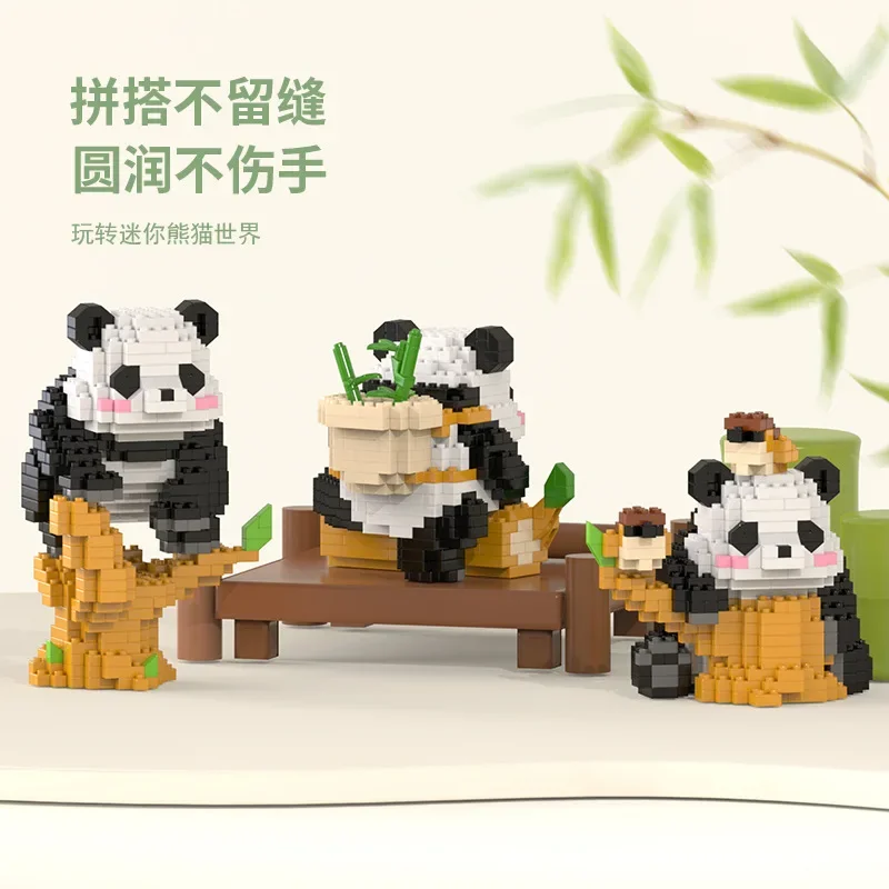 Mini Cute Panda Micro Building Blocks 3D Diamond Model Animals Bricks DIY City Construction Toys for Children Kids Gift