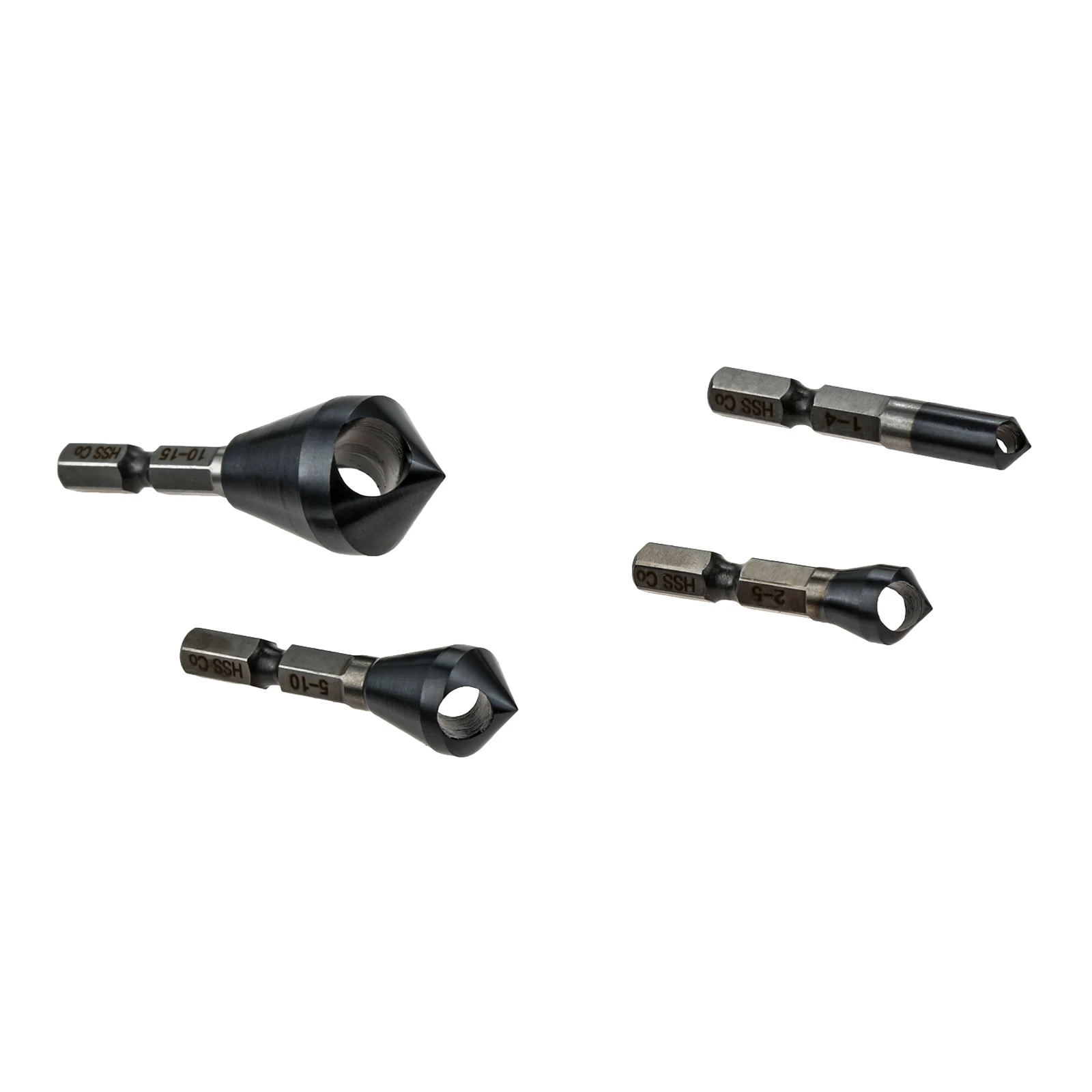 4Pcs Countersink Drill Bits Set HSSCO M35 Cobalt Deburring 90 Degree Chamfer Chamfering Hole Type Cutter(1-4 2-5 5-10 10-15)