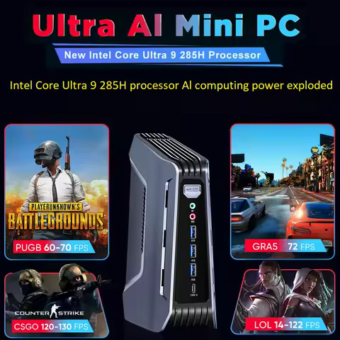 Topton AI Mini PC Gamer 15th Gen Intel Ultra 9 285H 7 255H Thunderbolt 4 DDR5 2xPCIe 2x2.5G LAN RGB Desktop Windows 11 WiFi6