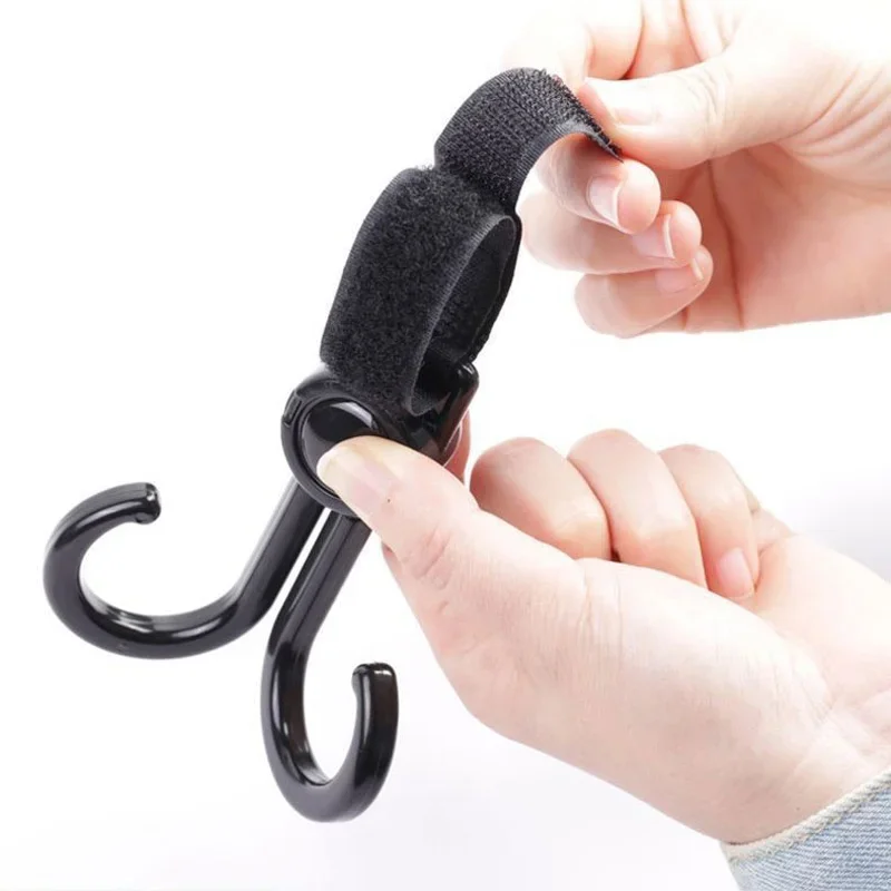 2PCS Baby Stroller Hook Multi Purpose Pram Hook Baby Stroller Accessories Black Leather Rotatable Baby Stroller Hook