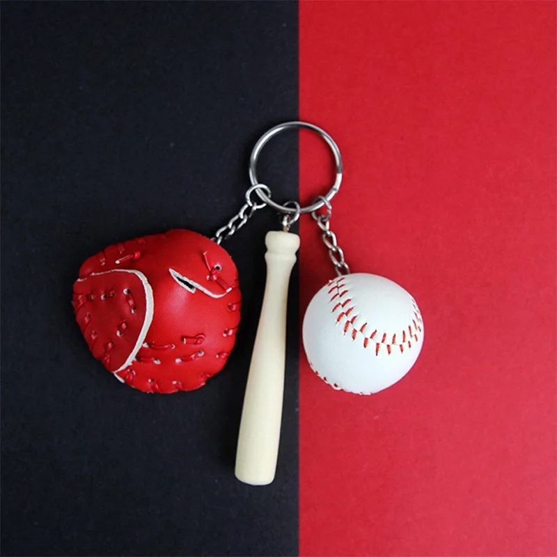 Baseball Keychain Personalized Creative Car Key Cute Cartoon Chain Handmade Leather Pendant Key Ring Charm Men for Gift Festival