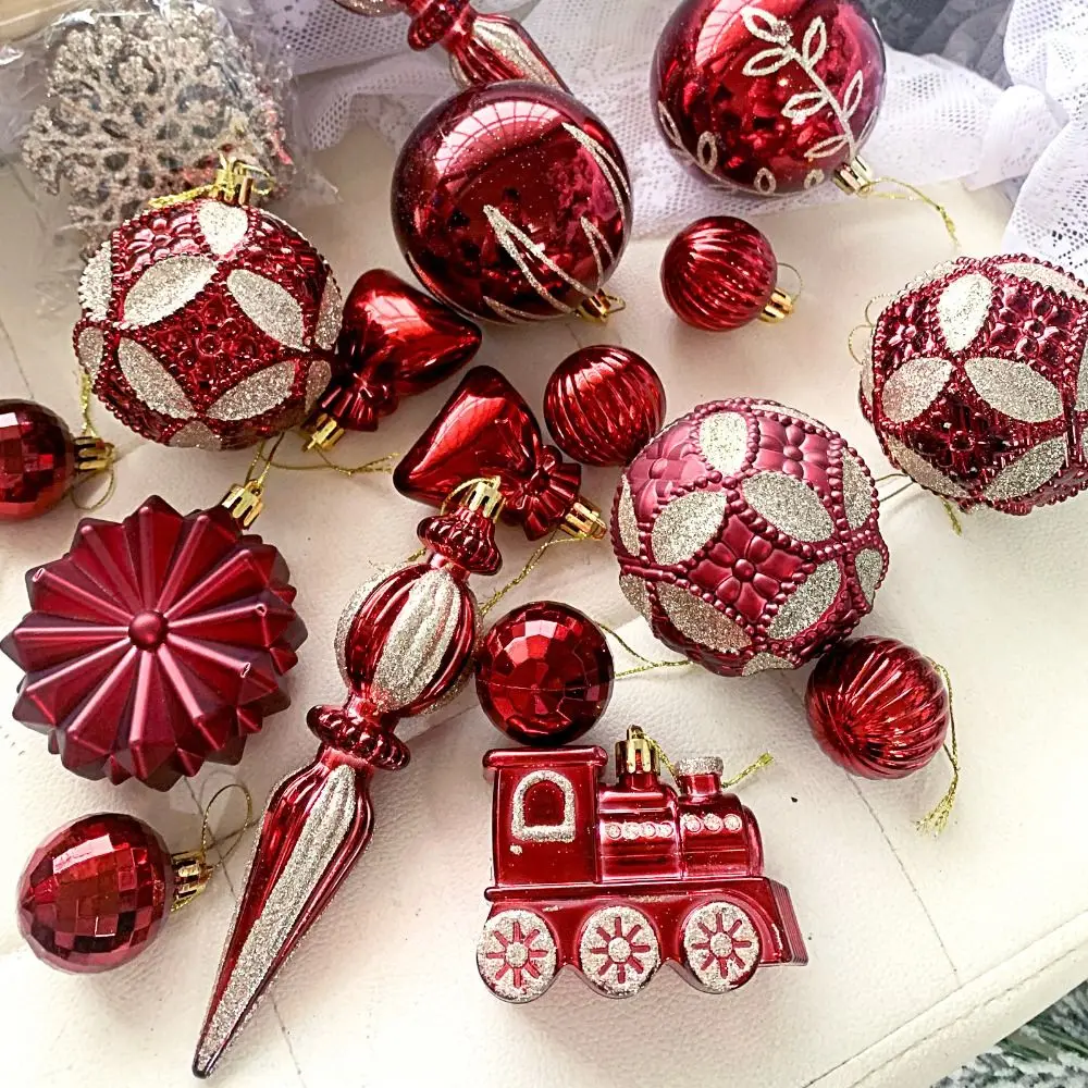 

60pcs Painted Glitter Christmas Balls Pendant Shatterproof Reusable Electroplated Hanging Balls Elegant Xmas Tree Ornaments
