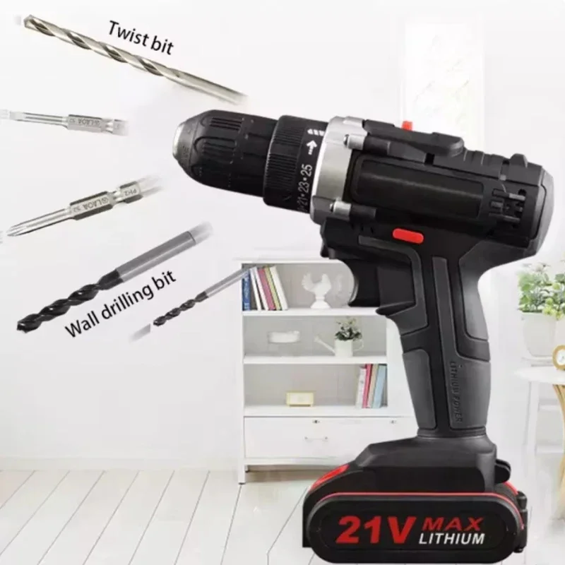 

Hot Sell 21V electric impact cordless drill high-power hand drill home DIY power tools Lithium battery wireless charging