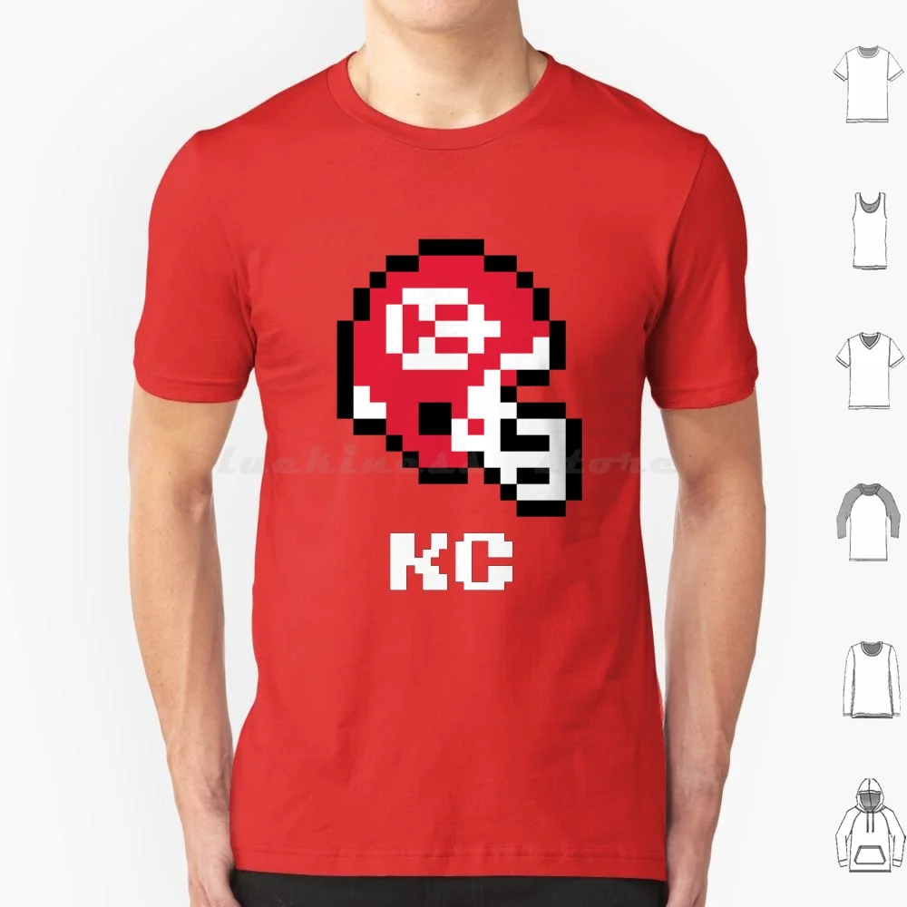

(Футбольный шлем Tecmo) Футболка для мужчин, женщин и детей 6xl Kansas City Football Retro 8-битный 8-битный Tecmo Sports Vintage Pat Mahomes