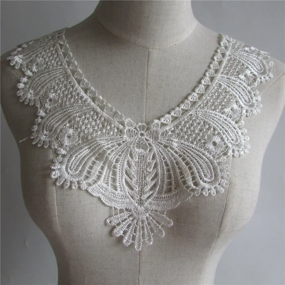 Fashion Style Embroidery DIY ABS Pearl Lace Neckline Sewing Lace Collar Decoration Bride Wedding Dress Costume Decal