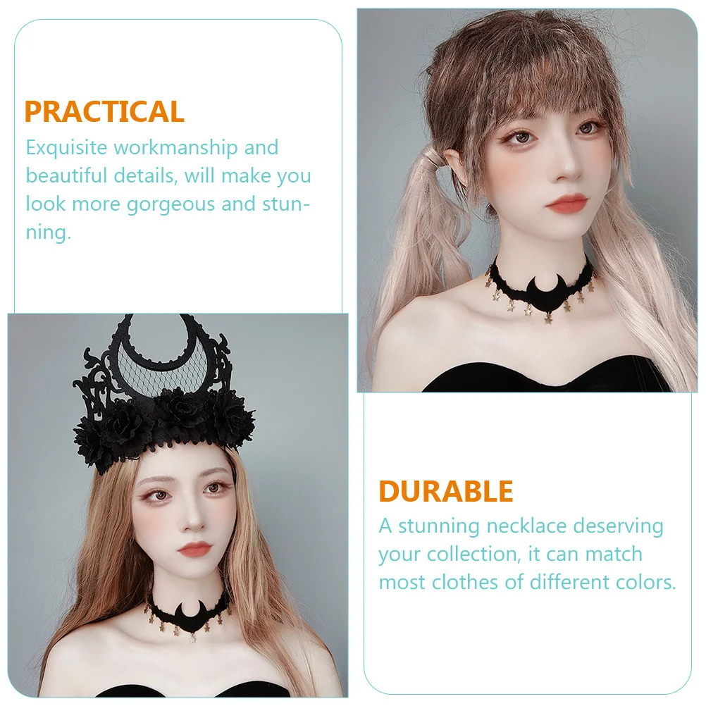 

Moon Necklace Gothic Choker Necklace Ghost Festival Halloween Costume Prop Moon Choker for Women Goth Necklaces