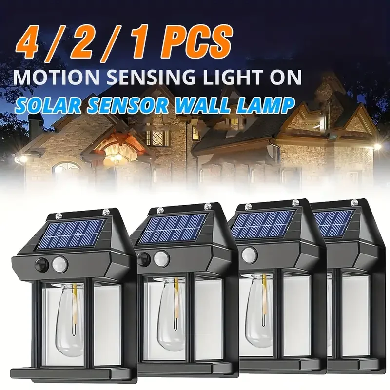 4/2/1PCS Solar Charging Wall Light Home Motion Sensor Night Light Suitable for Walkways Fences Decks Lawns Gardens