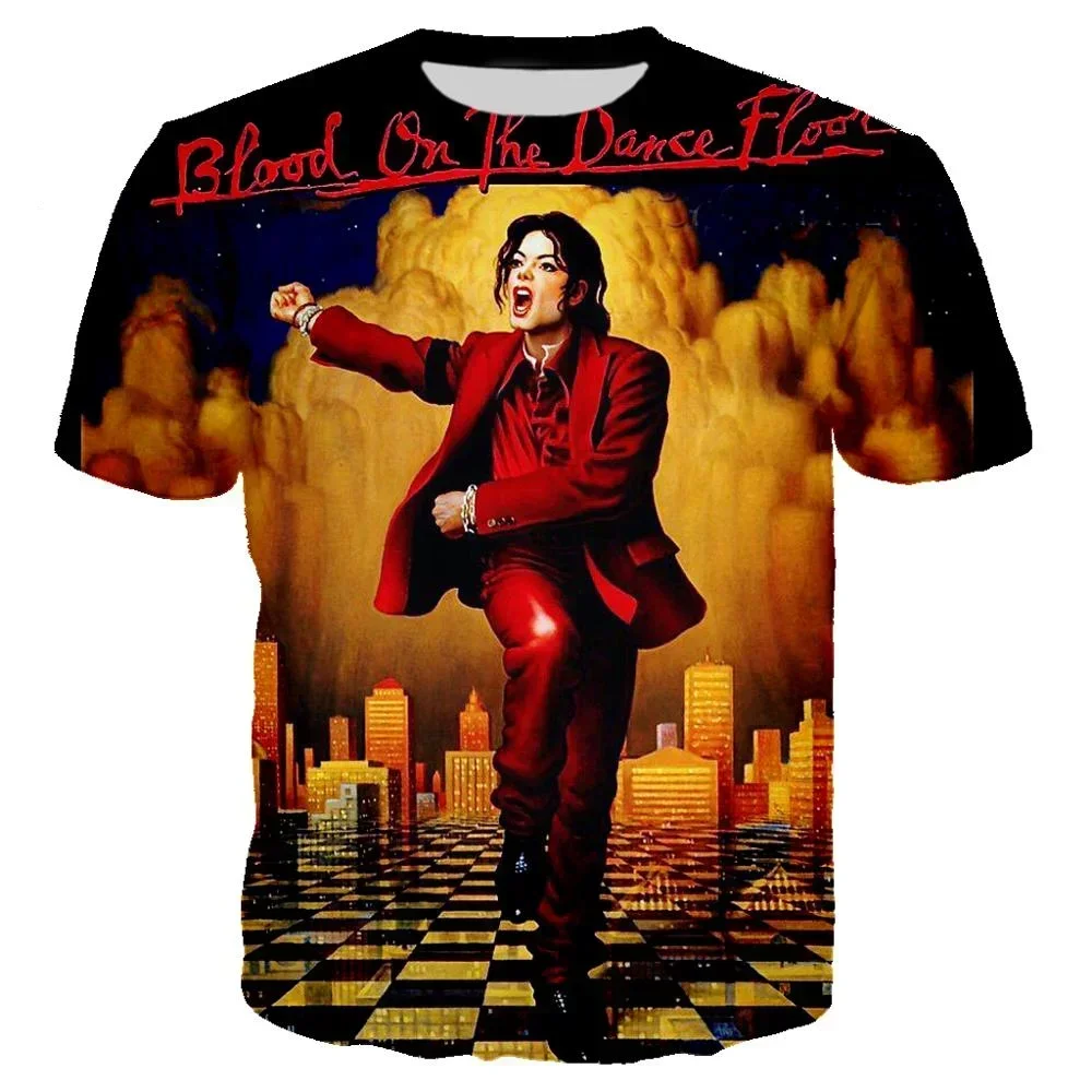 Camiseta con estampado de Michael Jackson en 3D, ropa de calle informal Unisex de verano, camisetas de manga corta de Hip Hop a la moda Harajuku de gran tamaño