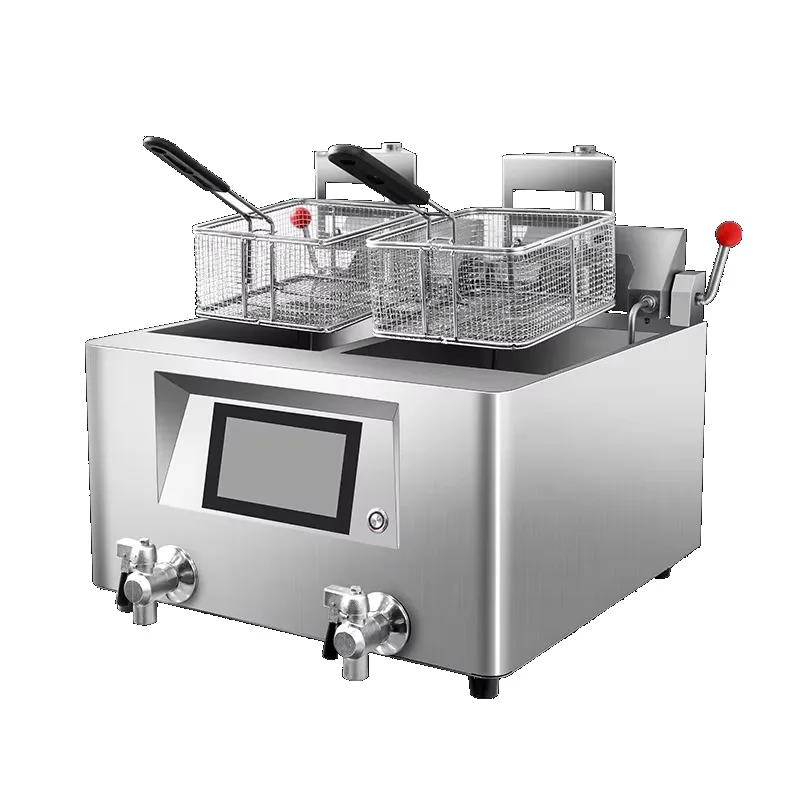 Electric Double Tank Stainless Steel 2500W 220V Deep Fryer Easy Clean Setup Heavy Duty 1 Year Parts Warranty Commercial