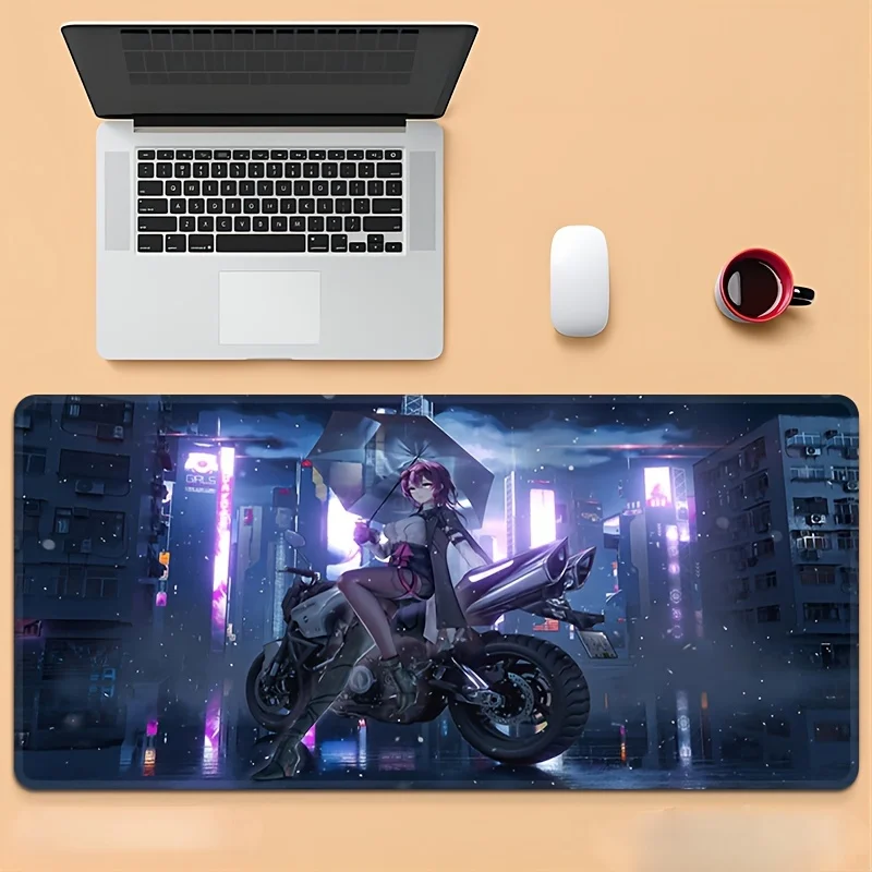 1 قطعة دراجة نارية فتاة نمط سطح المكتب الوسادة كبيرة الألعاب ماوس الوسادة E-الرياضة مكتب لوحة المفاتيح الكمبيوتر ماوس عدم الانزلاق الكمبيوتر حصيرة
