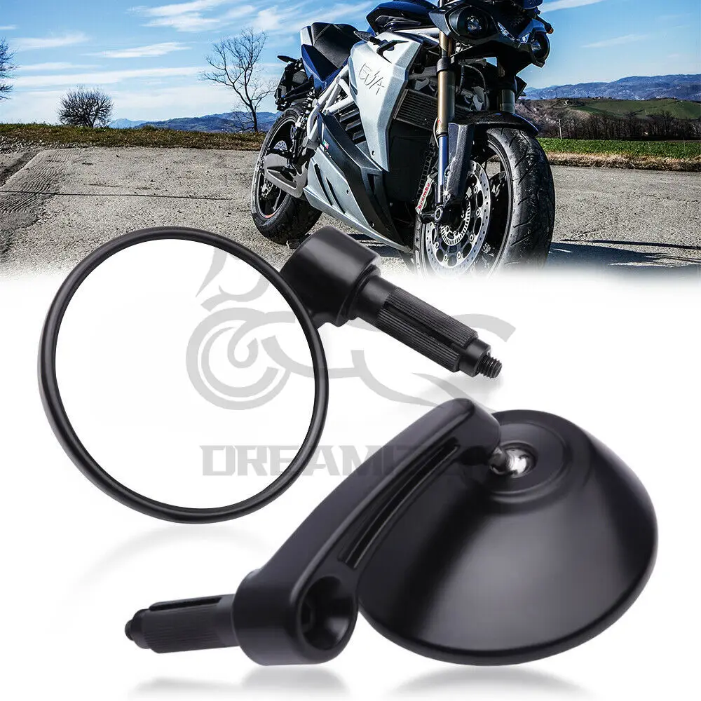 

Motorcycle Round Big 7/8" Handle Bar End Rearview Side Mirrors for Honda Kawasaki Suzuki Yamaha Scooter