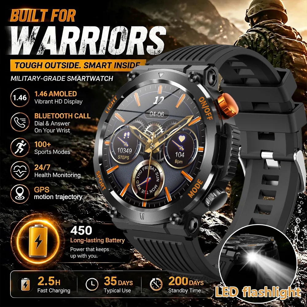2026New T-RX3 Built-in GPS SmartWatch 3ATM Waterproof 450mAh Battery Compass 1.46inch Bluetooth Call Sports Smartwatch Men Women