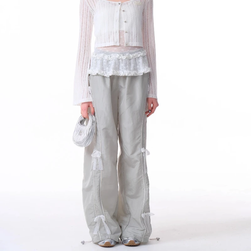 Nuevos pantalones de mujer de diseño Original, pantalones finos de verano 2025, pantalones con lazo de encaje atados en el pie, nuevos pantalones deportivos informales holgados y cómodos para mujer