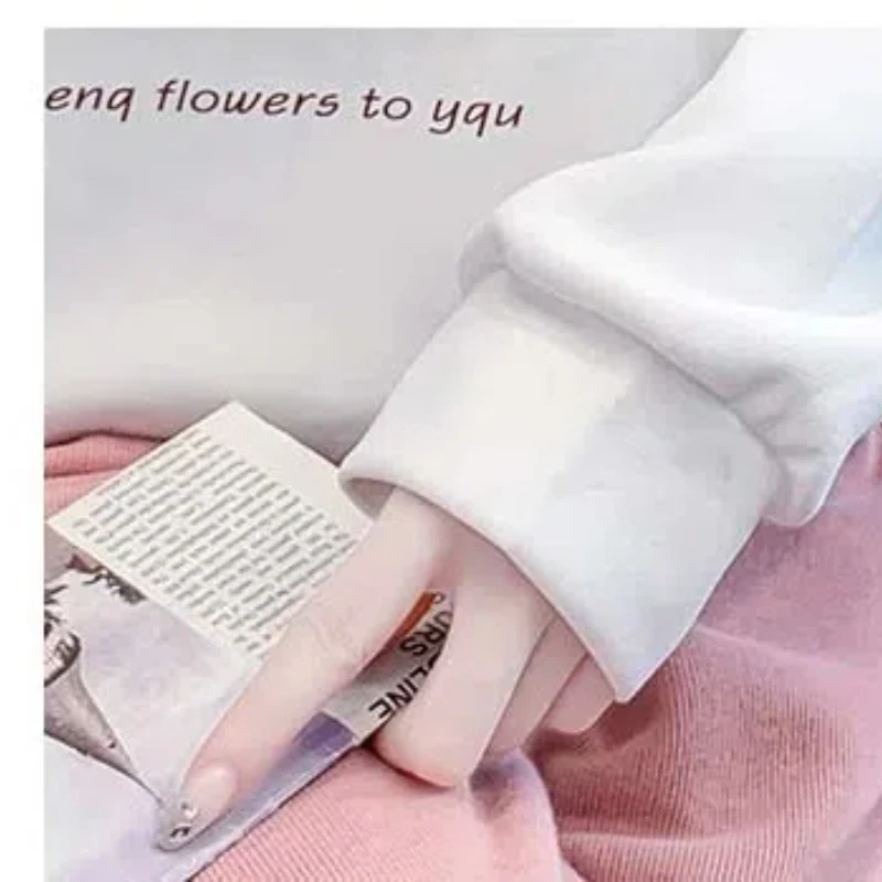 Spring Autumn Women\'s Clothing Pullover Lantern Long Sleeve Hoodies Round Neck Tie Flowers Letter Printing All-match Tops