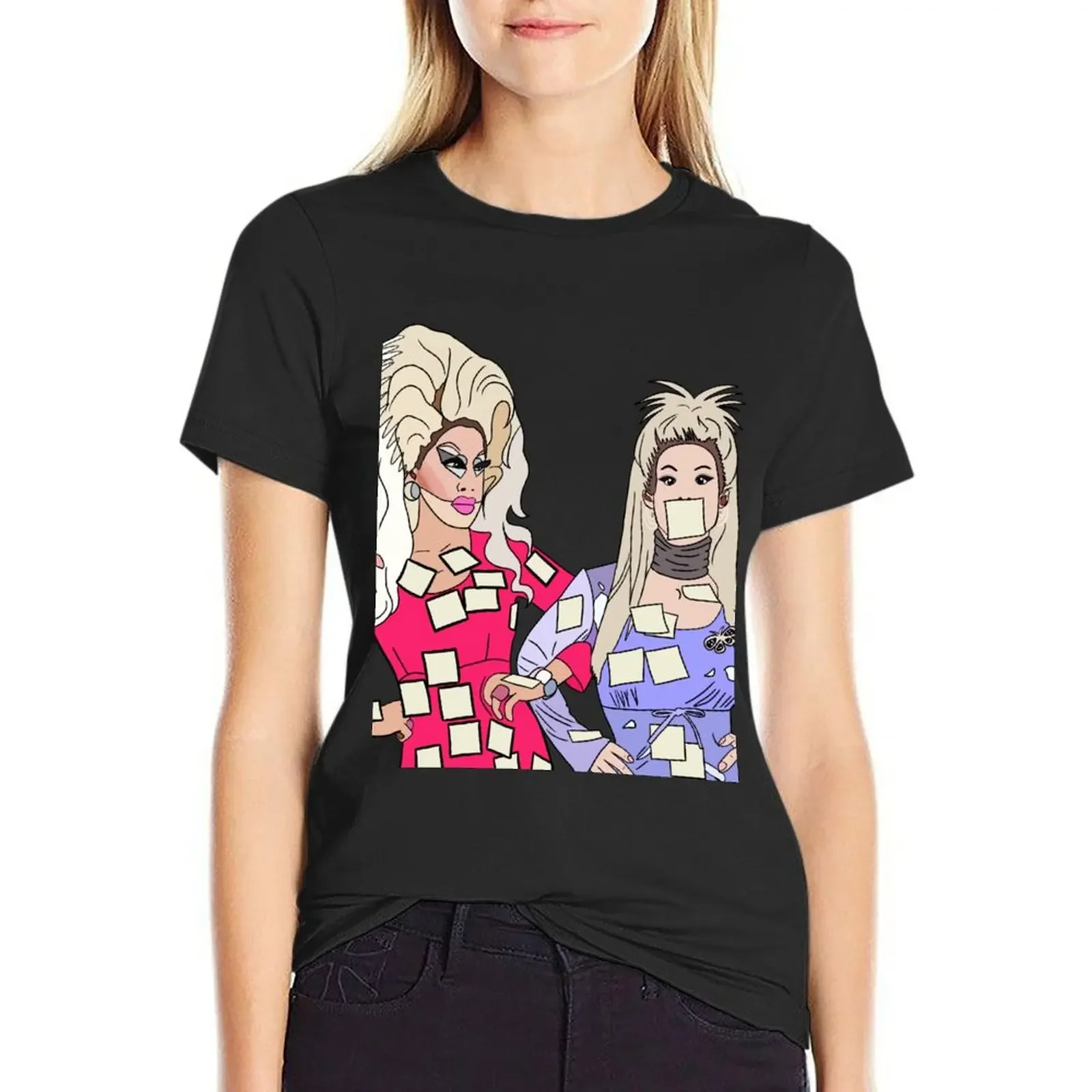 

Katya and trixie Pop art 2.0 T-Shirt quick drying funny customs design your own tees clothes for Women