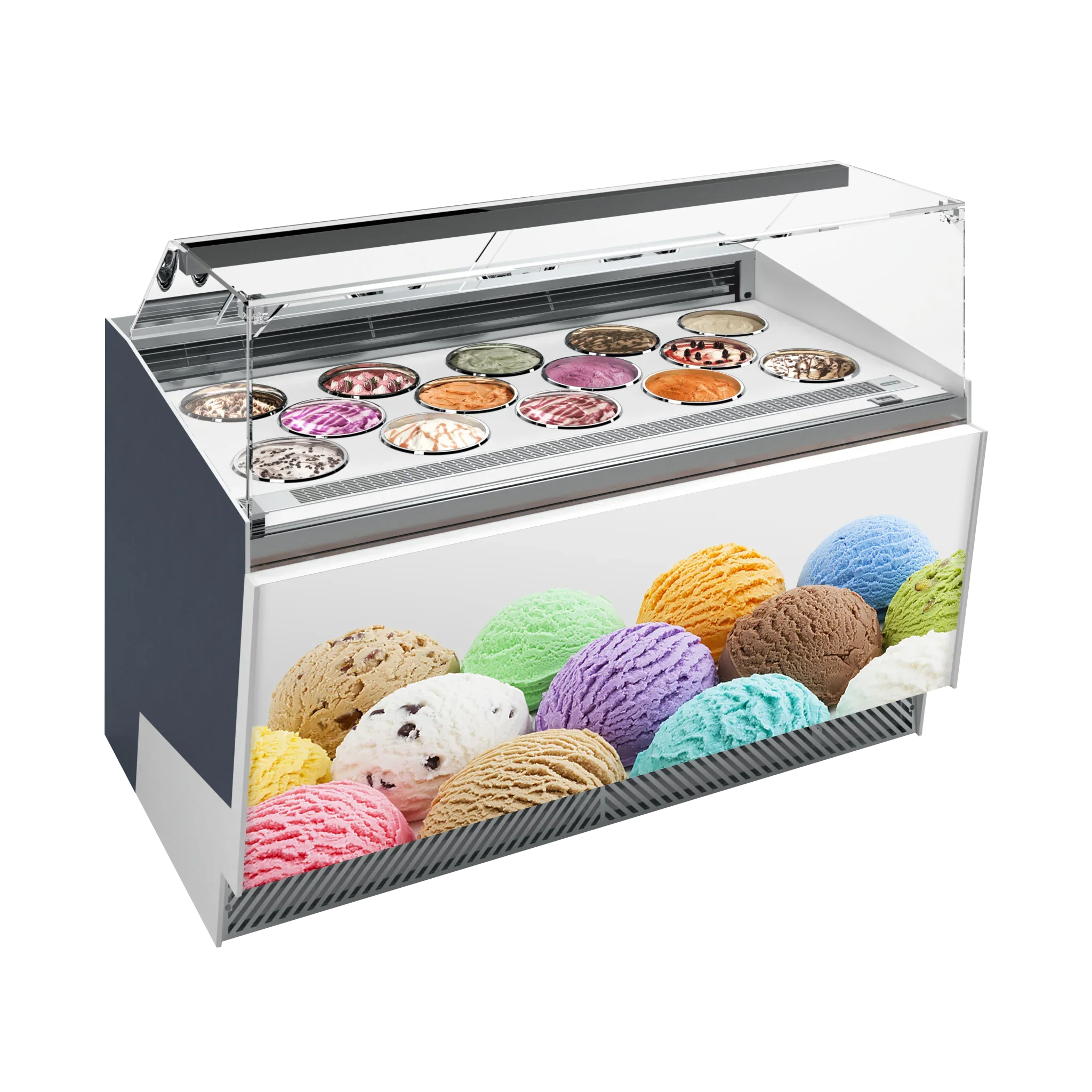 4 Barrel Pozztti Italian Mobile Ice Cream Display Freezer