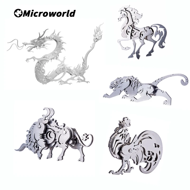 

Microworld 3D Steel Warcraft Puzzle Chinese Zodiac Model Manual DIY Assemble Jigsaw Toys Christmas Gift For Teen Kid Adult