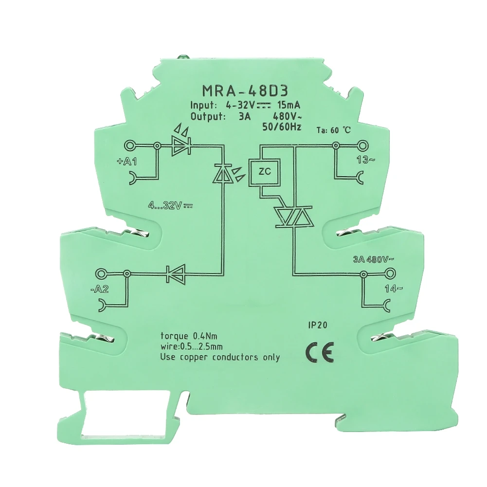 

MRa 48D3 Ultra Thin 6.2mm AC Solid State Relay Module Input 4-32VDC