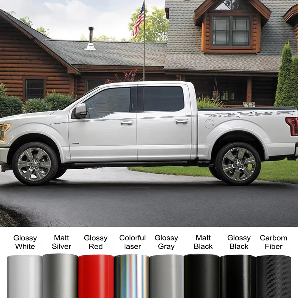 

Креативные автомобильные наклейки на боковую кузовную талию, виниловые наклейки с пламенными полосками, аксессуары для автотюнинга для Ford F-150 Ranger Raptor STX