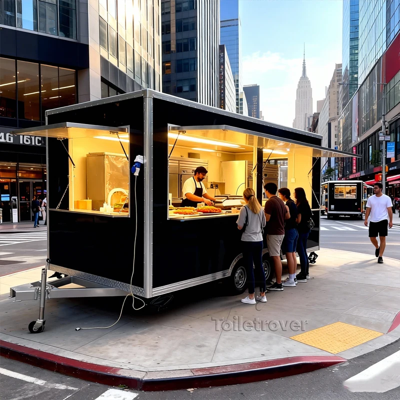 

Оптовая продажа: Мобильный фудтрак-прицеп среднего размера, полностью оборудованный, для уличной торговли, с окном для выдачи еды