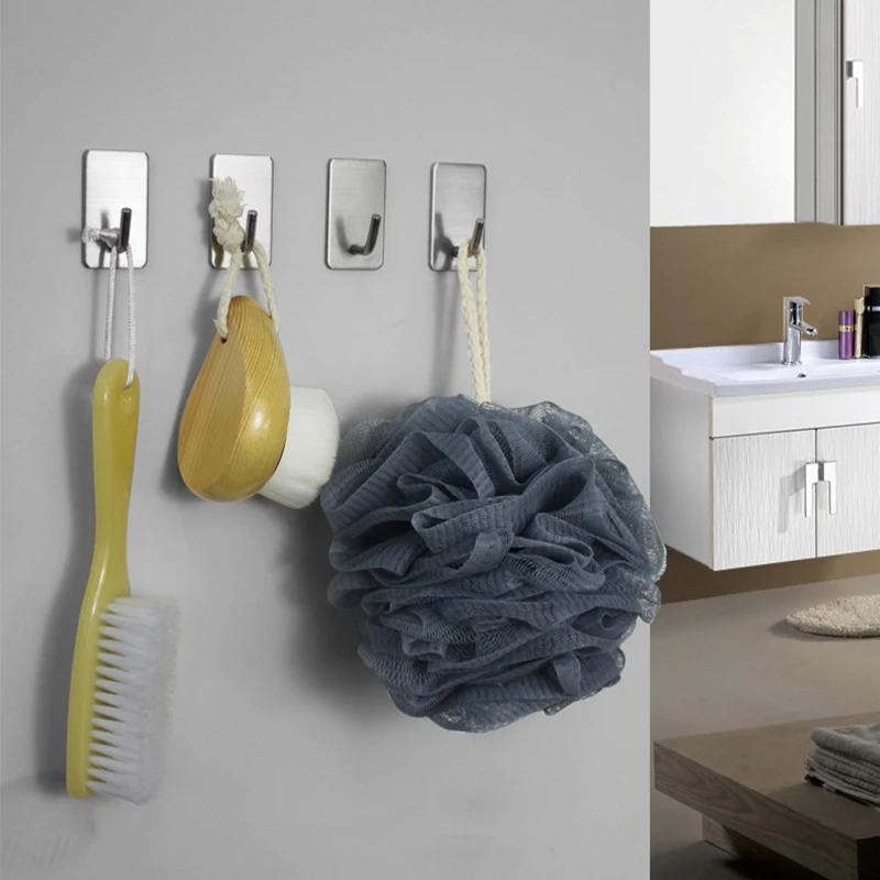 Gancho de pared de acero inoxidable, autoadhesivo, para cocina, baño, baño, bola, bolsa para llaves, colgador de abrigos, soporte colgante de