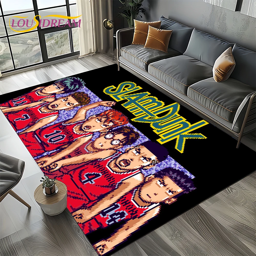 

2025 New Cartoon Slam Dunk Anime Basketball Carpet Rug for Bedroom Living Room Home Sofa Decoration,kid Play Decor Floor Mat