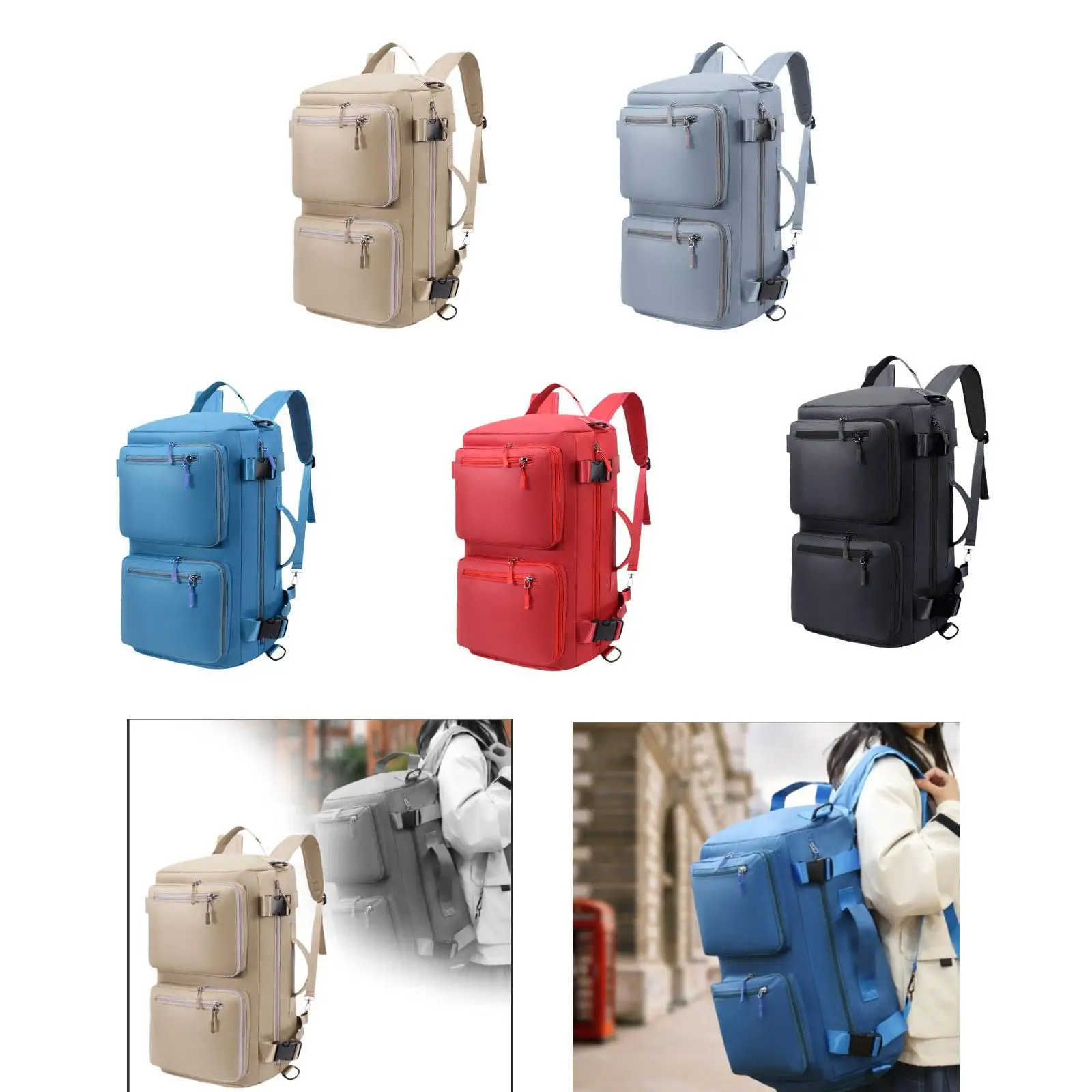 Travel Backpack Stylish Portable Knapsack Adjustable Shoulder Strap Sports Duffle Bag for Backpacking Camping Business Outdoor
