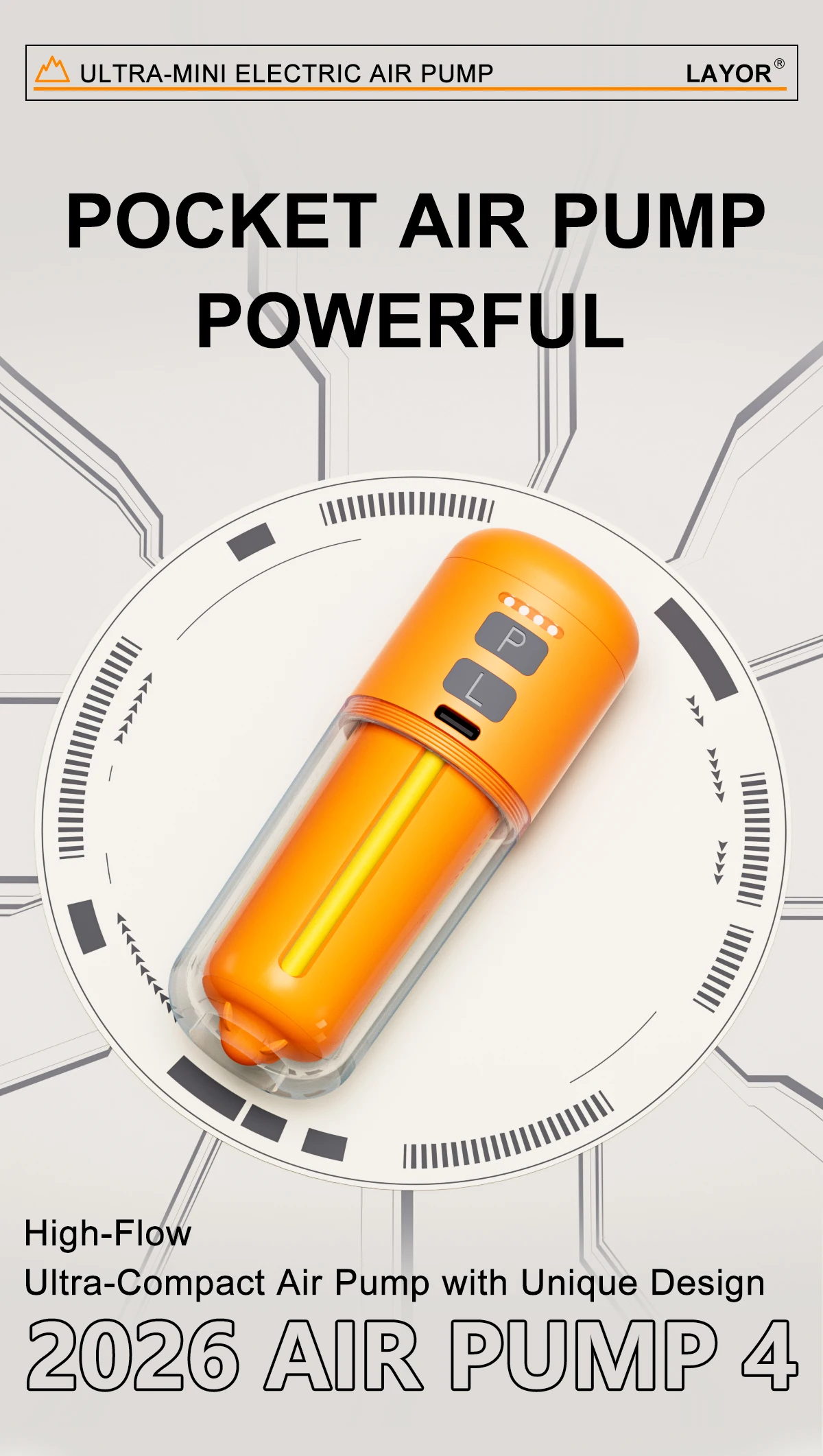 NEUE Tragbare Luftpumpe für Aufblasbare Gegenstände 430L/min Ultraschnelle Luftmatratzenpumpe, 2000 mAh Akku & Campinglampe, Elektrische Luftpumpe – Detail 1