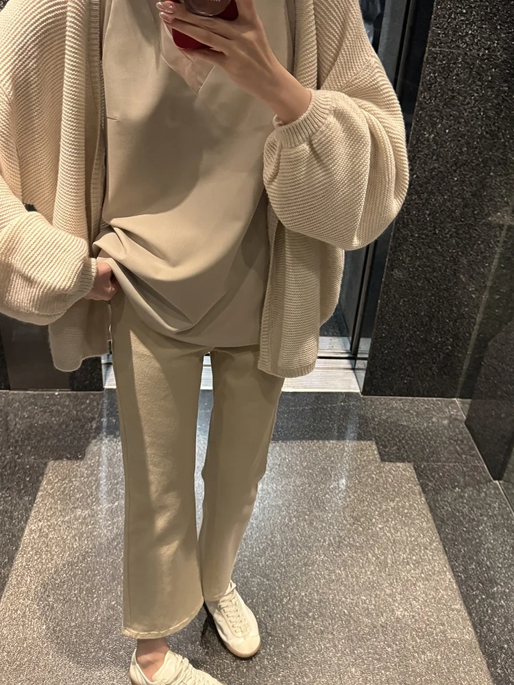 

Retro High Waist Flared Jeans Women's Casual Commute Slimming Elastic Straight Leg Long Pants Spring Cotton Korean Sle