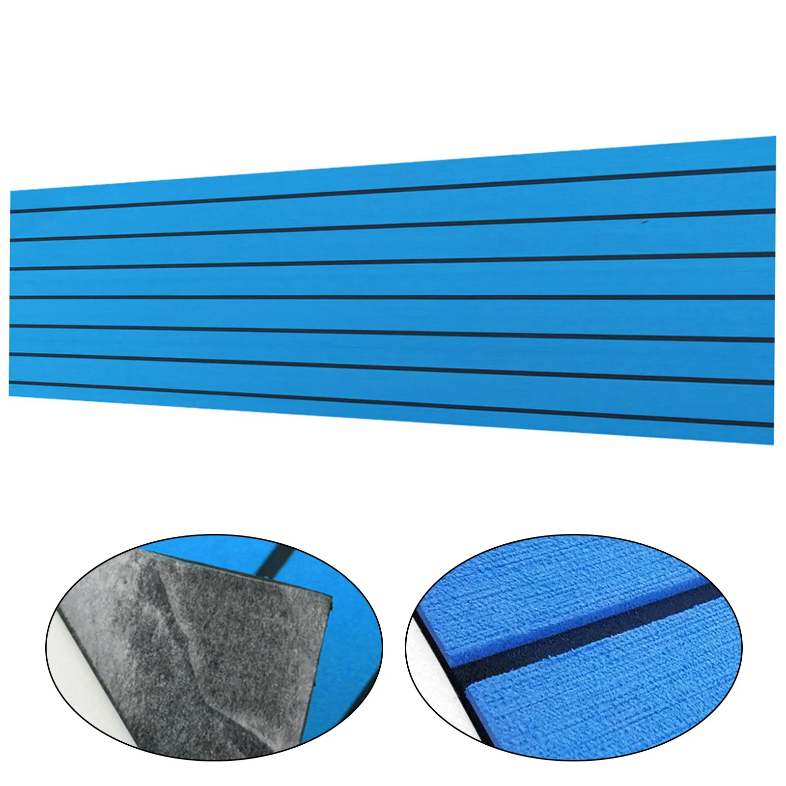 Blue With Black Stripes EVA Foam Teak Sheet Marine Flooring Yacht Synthetic Boat Decking Self-Adhesive Pad 35.4inchX94.5inch