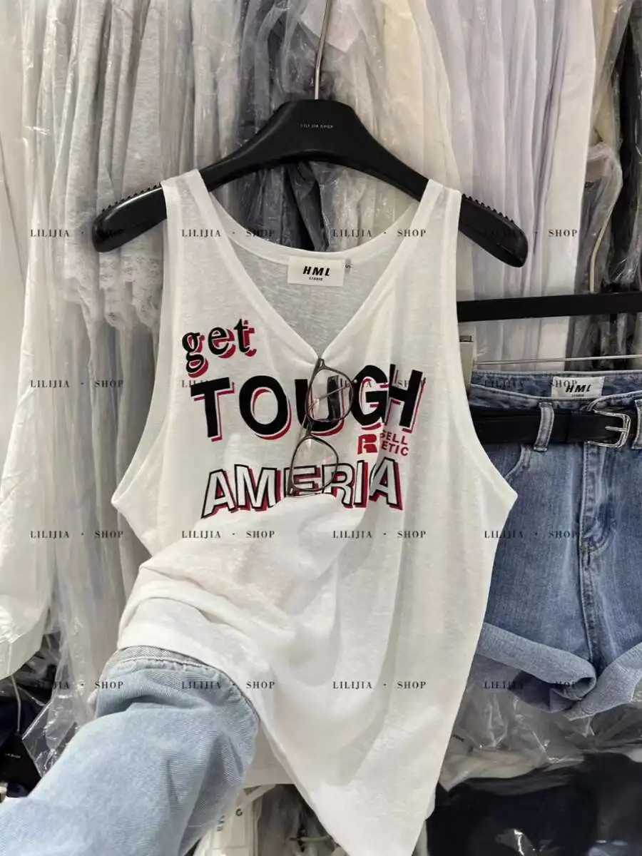 Man Women Tank Top Design Letters Printed Vest Summer Sleeveless Loose Men's And Women's Casual Versatile Trend Vest