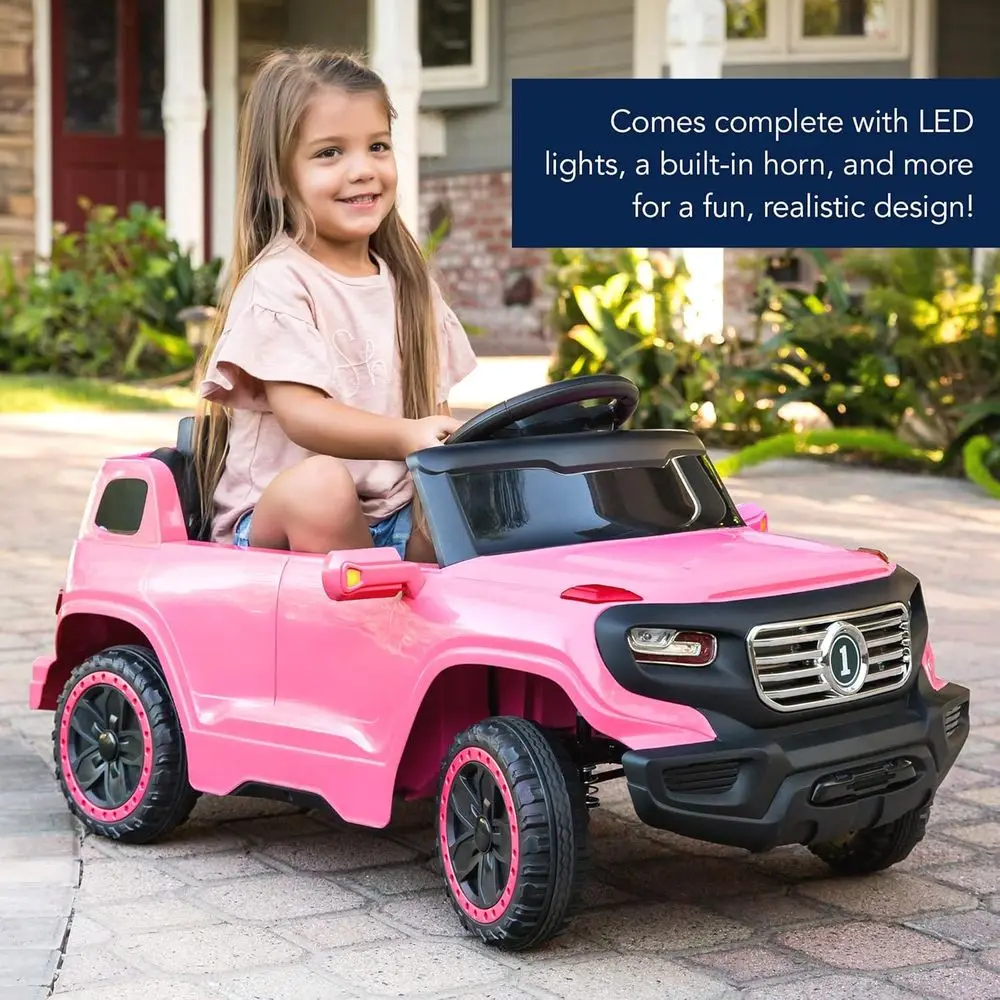 Kids 6V Ride On Truck w/Parent Remote Control, 3 Speeds, LED Lights, Pink