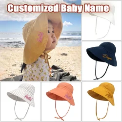 Personalized Big Brim Baby Sun Hat Summer Spring Kid Bucket Hat for Girl Boy Cotton Linen Children Cap Beach Travel Kid Hat 2-4Y