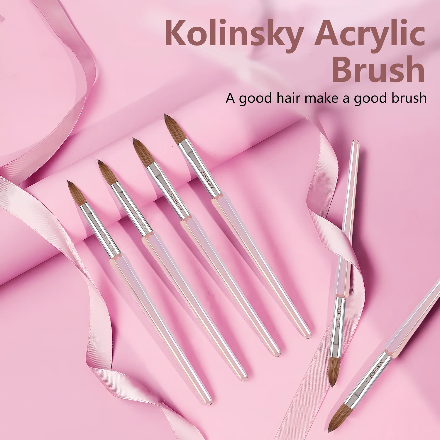 

Kolinsky Nail Brush with Pink Diamond Handle #16, Acrylic Symphony Design Pen, Premium Nail Supplies