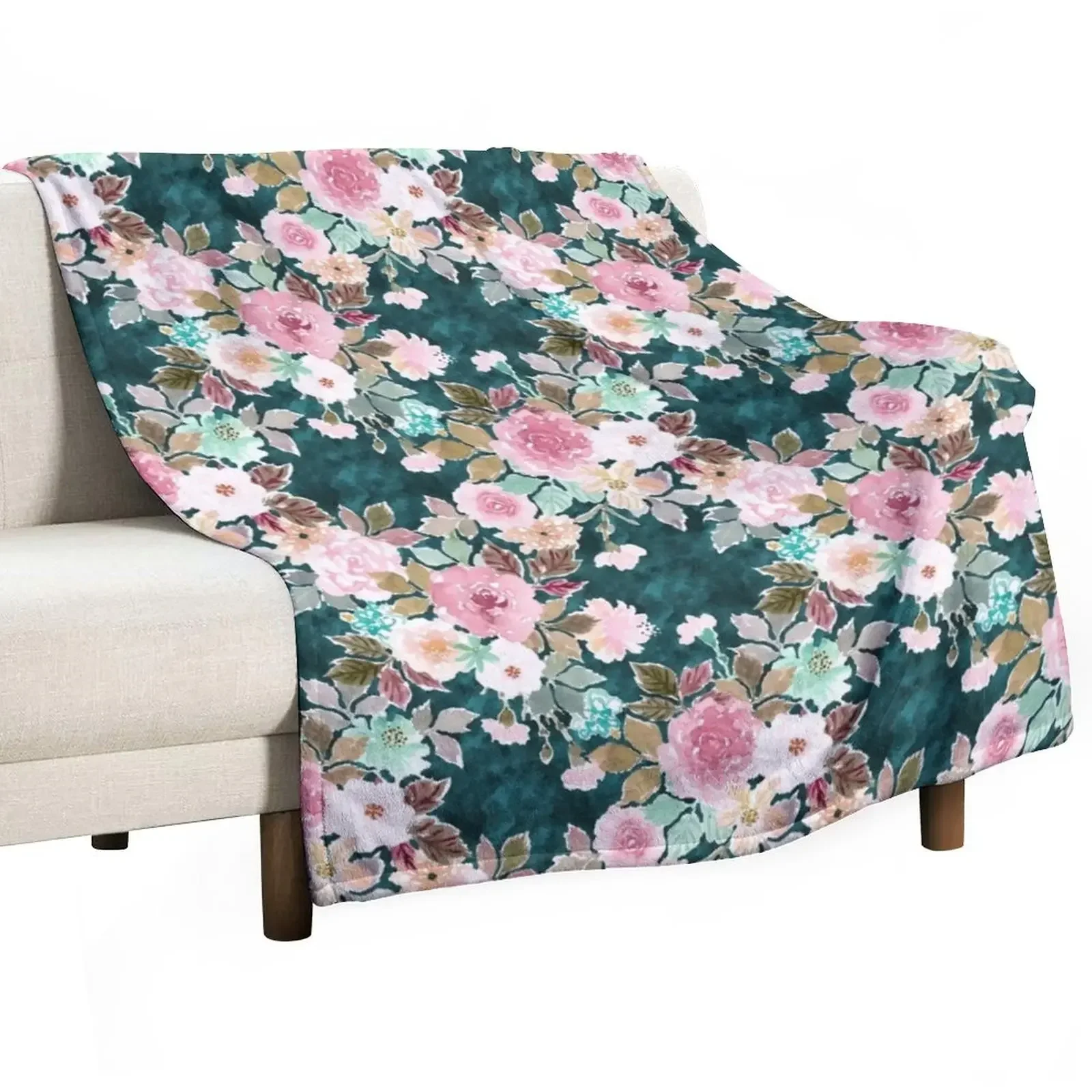 

BANKED Lush Moody Floral Throw Blanket Warm Hair Plaid on the sofa Blankets