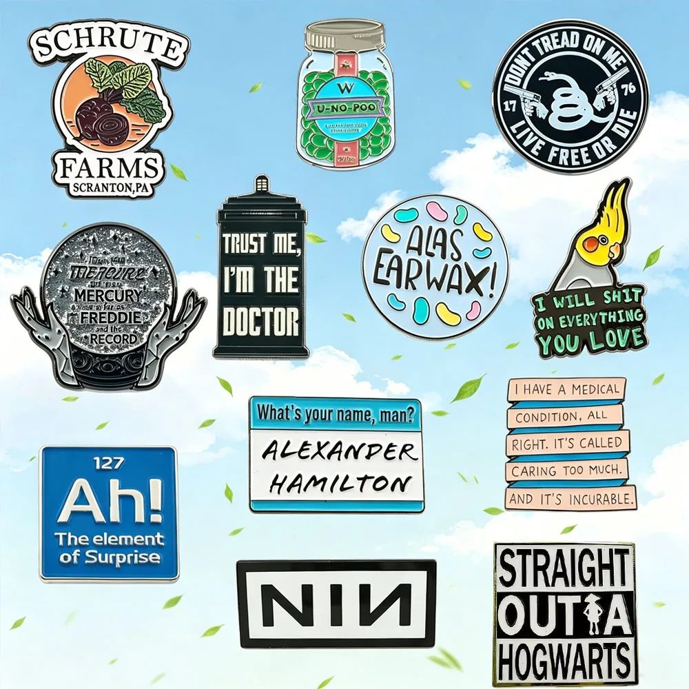 5pcs Creative Text Brooch Mercury Retrograde Astrology Enamel Pin Musical Rock Periphery Metal Badge Backpack Decoration Gift
