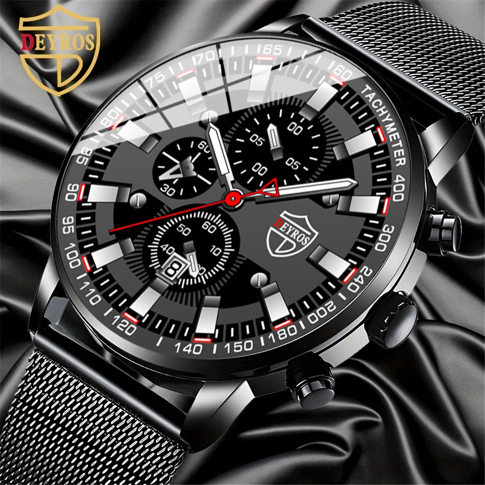 Luxury Men's Date Display Watch Mens Alloy Quartz Watch Men's Business Casual Wrist Watch