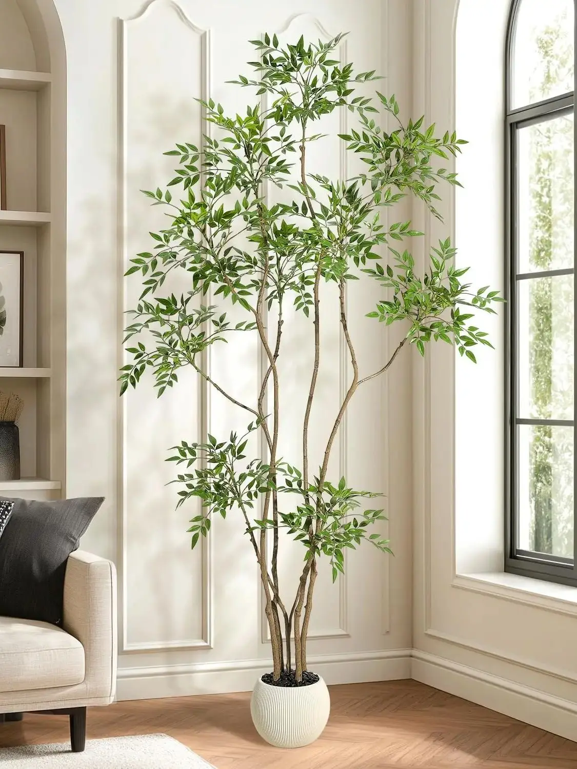 Kunstbomen Faux Plant in potten met levensechte bladeren, grote nep Nandina-boom voor thuiskantoor binnen buiten balkon decor - afbeelding 2