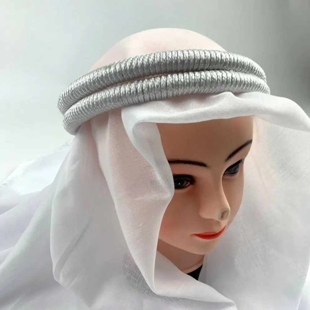 1Pcs Islamic Clothing Headwear Rope Man Saudi Arabic Dubai Muslim Headrope Desert Accessories Black Egal Shemagh Shawl