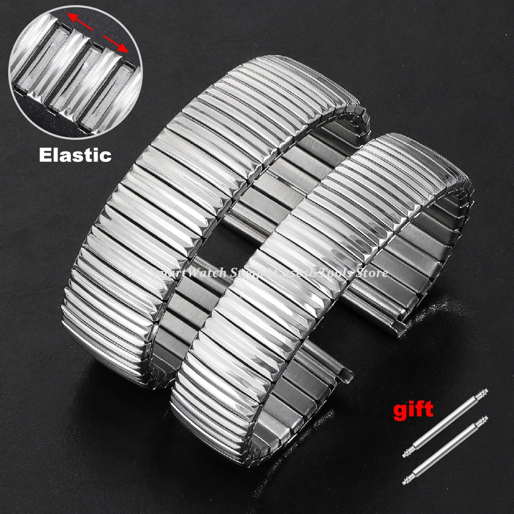 Stainless Steel Elastic Strap 12mm 14mm 16mm 18mm 20mm Metal Stretch Expansion Watch Band Men Women Wrist Bracelet  Accessories