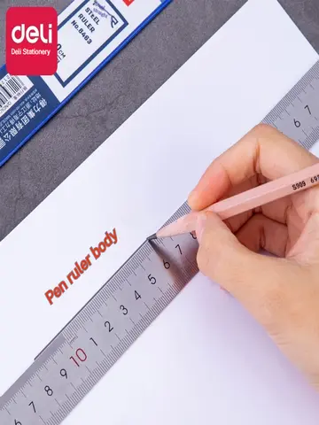 Deli Stainless Steel Ruler for Students And Woodworkers Straight Edge Measuring Tool for Drawing And Drafting 15/20/30/50cm