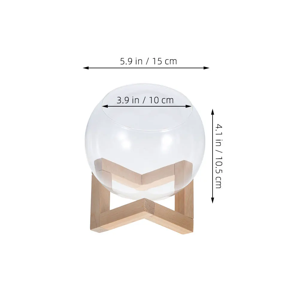 

1Set Desktop Glass Planter Hydroponic Vase Wooden Frame Terrarium Micro Landscape Propagation Vase Glass Container Indoor