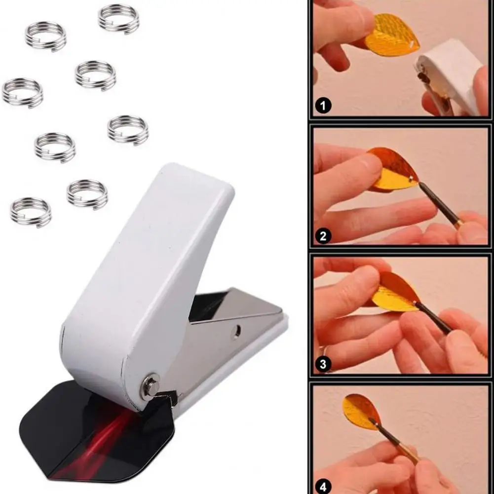 1 Set Dart Wing Puncher With 50/100Pcs Metal Spring Ring Professional Manual Dart Flight Hole Punch Tool Dart Accessories