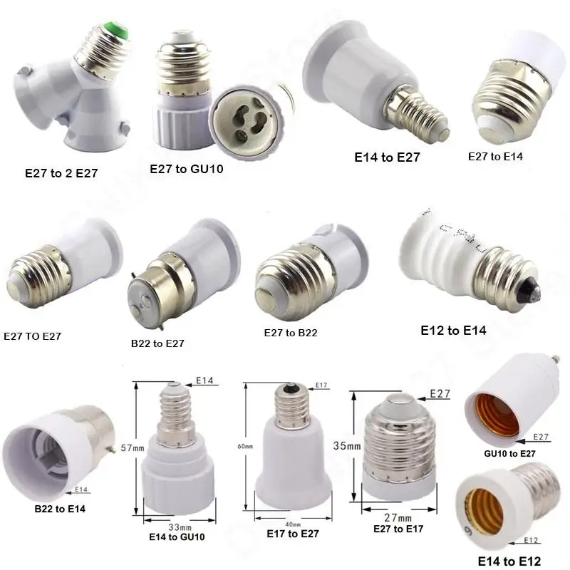 E27 e14 e12 do E27 E14 GU10 B22 e17 e12 Podstawa lampy LED Żarówka kukurydziana Uchwyt światła Gniazdo konwertera Zasilacz sieciowy Konwersja V27