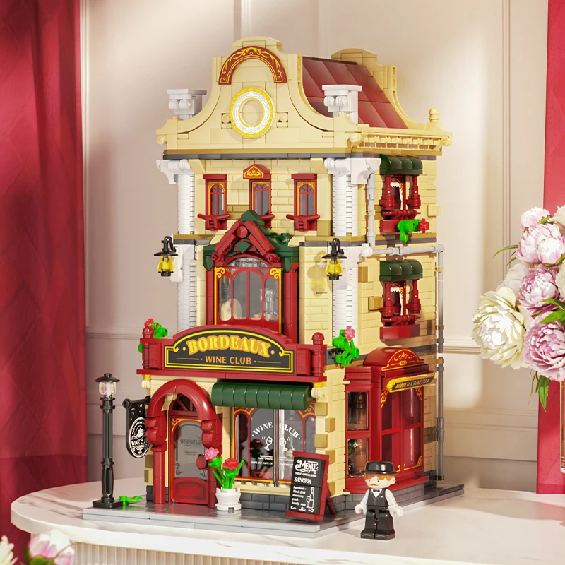 Weekit Medieval Bordeaux Tavern Building Block European City Street Scene Western Town Tavern Shop Brick Toy Adult Gift